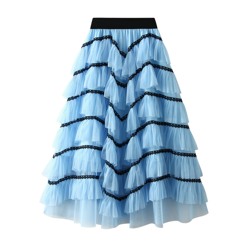 Design Gauze Skirt Layers of Mesh Tiered Dress Skirt Women Dance Skirt Puffy Long Skirt