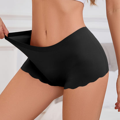 Anti Exposure Seamless Boxers Women Cotton Crotch Mid Waist One Piece Wave Floral Women Boxer Safety Pants