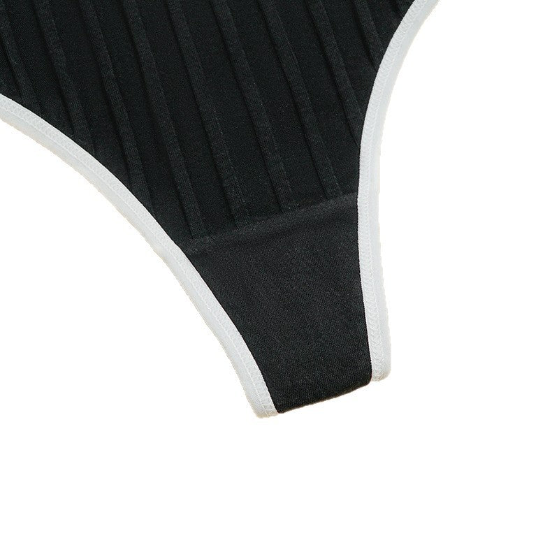Women T Back Thread Cotton Black White Color Matching Sexy T Shaped Panties Comfortable Seamless Bikini Temptation Underwear for Women
