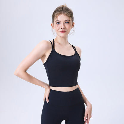 Nude Feel Water Drop Beauty Back Quick Drying Sports Underwear Women Shockproof Outer Wear Running Bra Fitness Yoga Wear Vest - Wanita Store