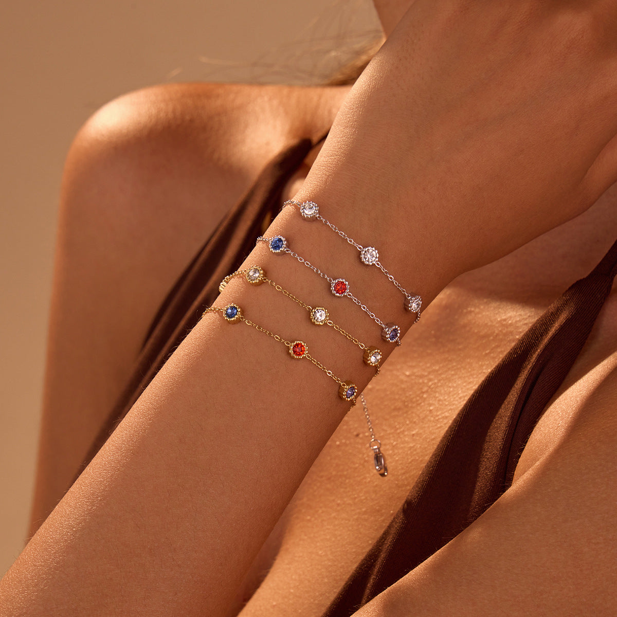 Bracelet Light Luxury High Grade Inlaid Color Zircon Titanium Steel Bracelet Girlfriends Women Non Fading Hand Jewelry - Wanita Store