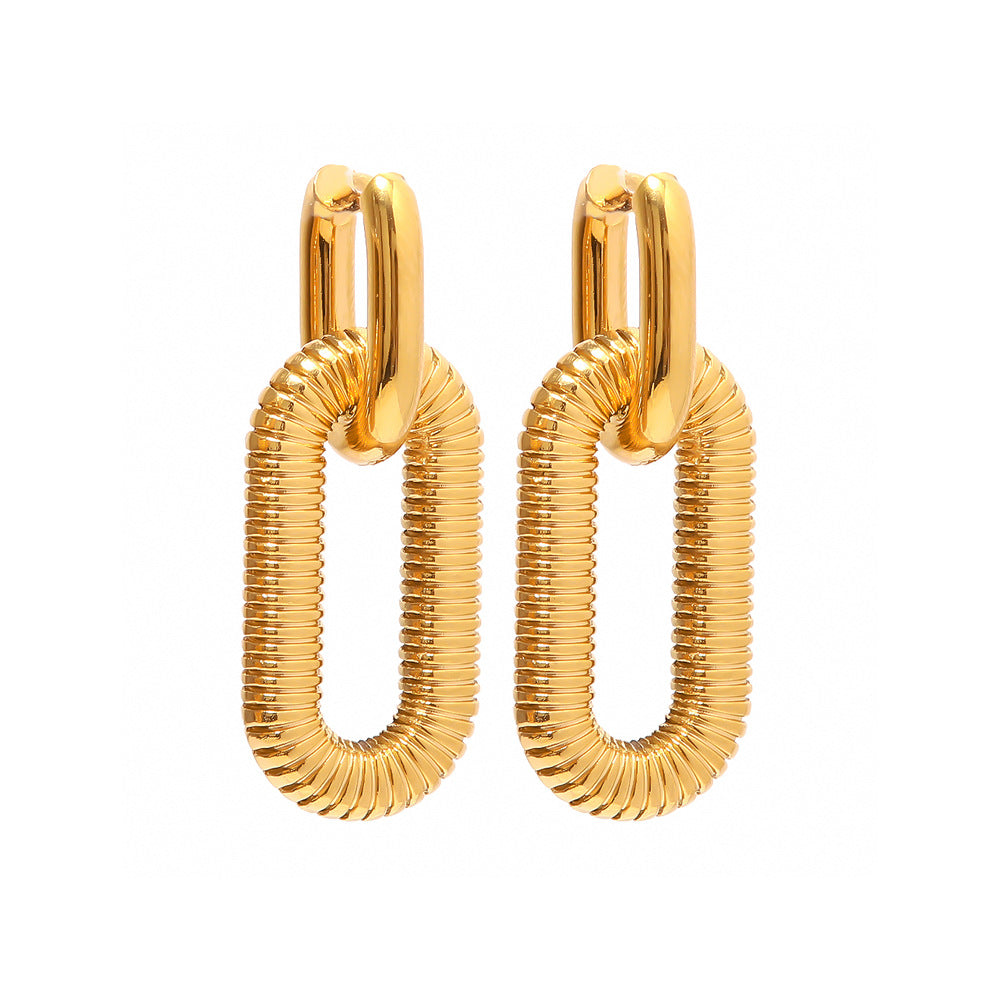 Exaggerated 18K Gold Plated Stainless Steel Chain Earrings Jewelry Advanced Trendy Stylish Earrings Accessories - Wanita Store