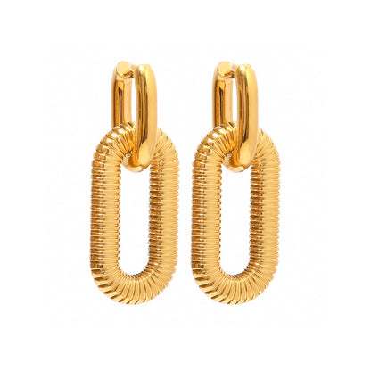 Exaggerated 18K Gold Plated Stainless Steel Chain Earrings Jewelry Advanced Trendy Stylish Earrings Accessories - Wanita Store