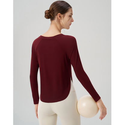 Autumn Nude Feel Yoga Clothes Women Loose Sexy off the Shoulder Yoga Jacket Casual Drape Sports Long Sleeved Top - Wanita Store