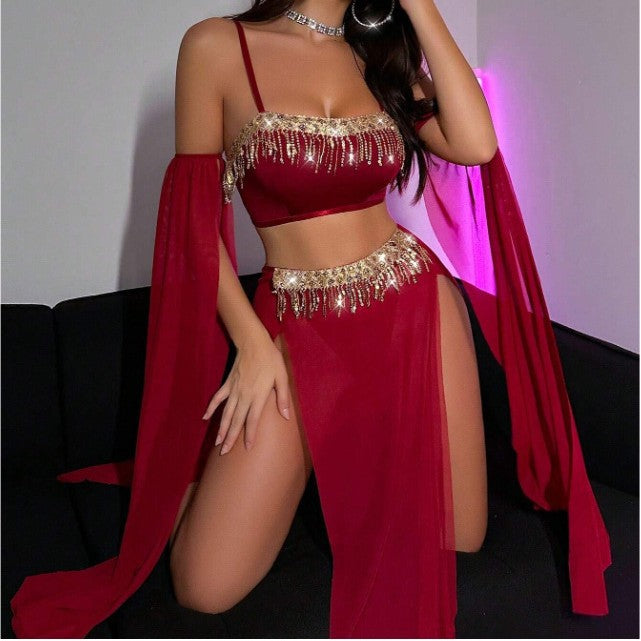 Sexy Cos Nightclub Dance Women Tassel Sexy Lingerie Set