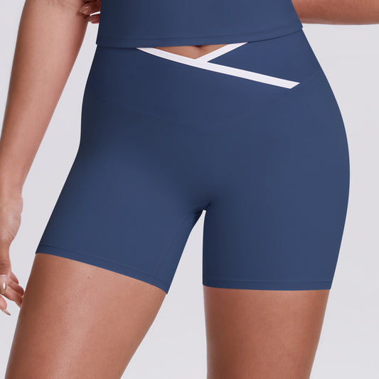 Cross High Waist Yoga Shorts Tight Nude Feel Peach Hip Lifting Sport Shorts Women Outer Wear Fitness Yoga Pants