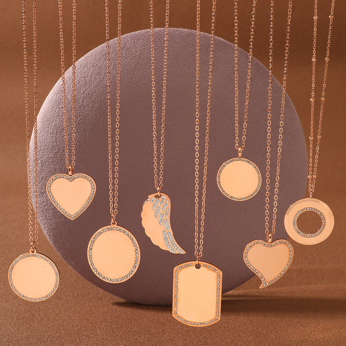 Lettering Private Exclusive Stainless Steel Necklace Vacuum Electroplated Rose Gold High Grade Titanium Steel Embellished - Wanita Store