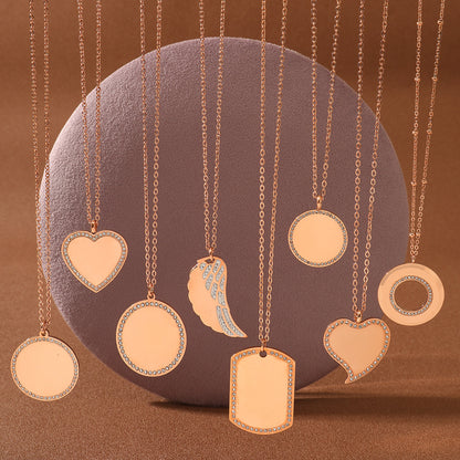 Lettering Private Exclusive Stainless Steel Necklace Vacuum Electroplated Rose Gold High Grade Titanium Steel Embellished - Wanita Store