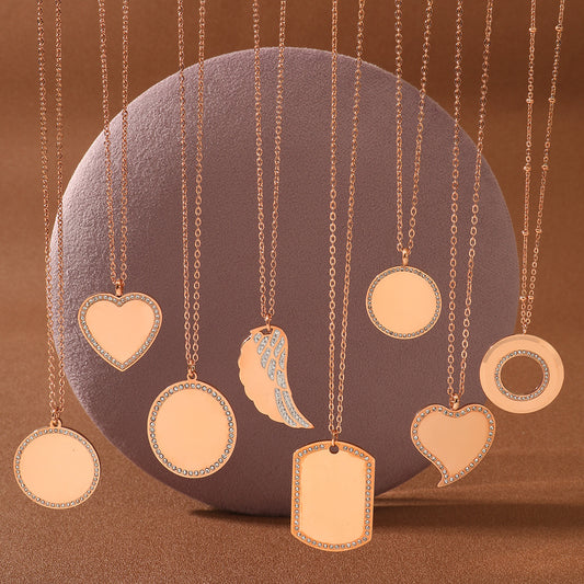 Lettering Private Exclusive Stainless Steel Necklace Vacuum Electroplated Rose Gold High Grade Titanium Steel Embellished - Wanita Store