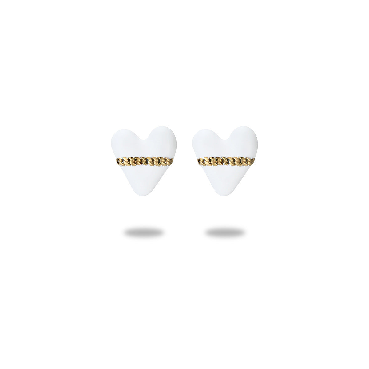 Colorful Oil Necklace Love Stainless Steel Studs Personalized Minority Design Light Luxury Titanium Steel Earrings - Wanita Store