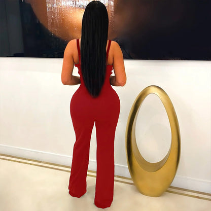 V neck Sleeveless Slim Fit Bodysuit Women Wear Casual Sexy Trousers - Wanita Store