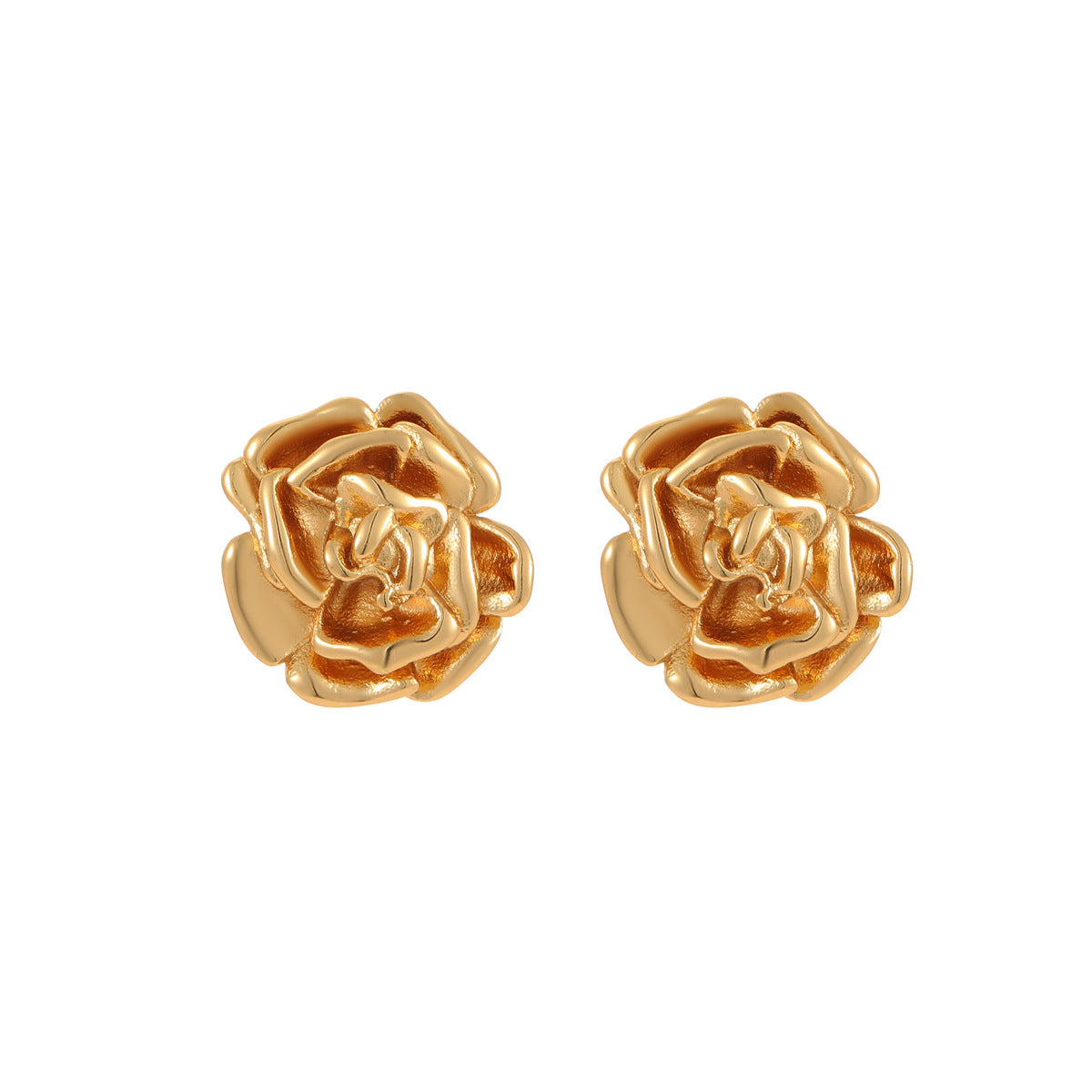 Rose Stainless Steel Studs Exquisite Refined Grace Niche 18K Gold Plating Earrings - Wanita Store