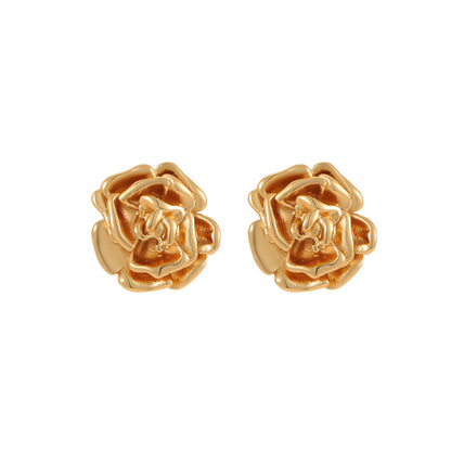 Rose Stainless Steel Studs Exquisite Refined Grace Niche 18K Gold Plating Earrings - Wanita Store