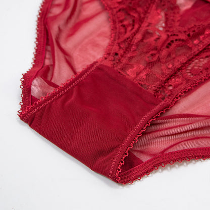 Culotte sexy en dentelle rouge pour année de naissance, sous-vêtements féminins ultra-fins et transparents, tentation, fond en coton