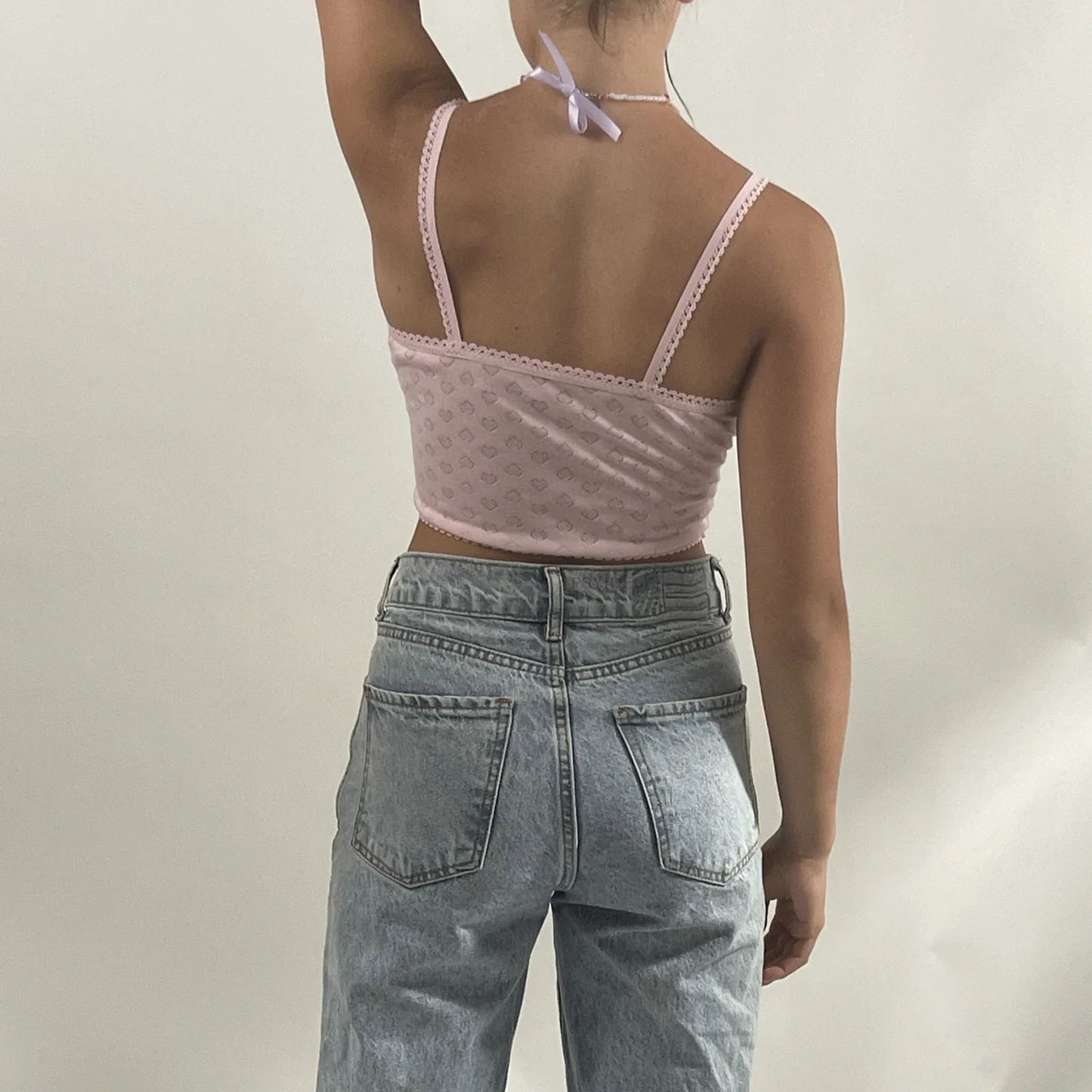 Gilet court dos nu sexy en dentelle d'été, col en V