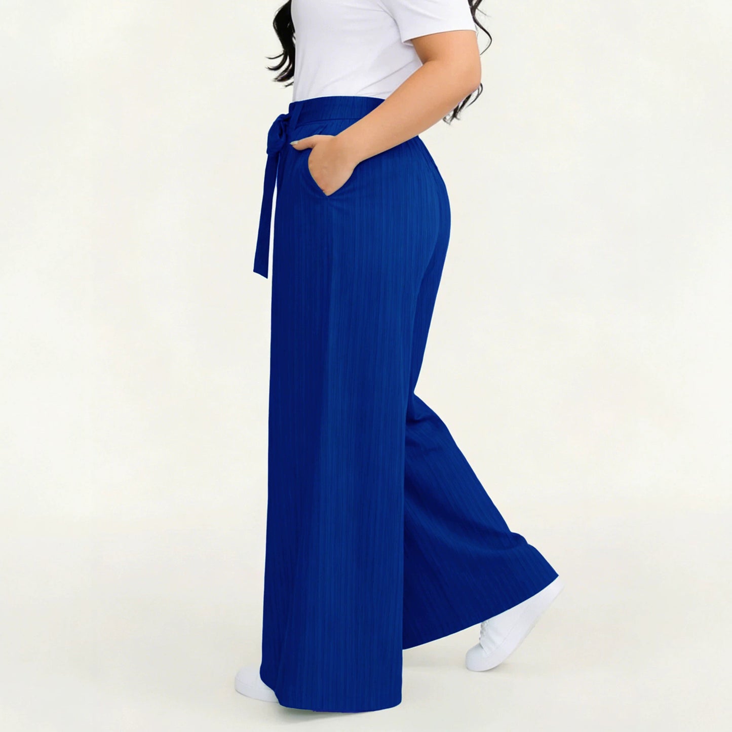 Plus Size Women Clothing Autumn Casual All Match Wide Leg Casual Pants