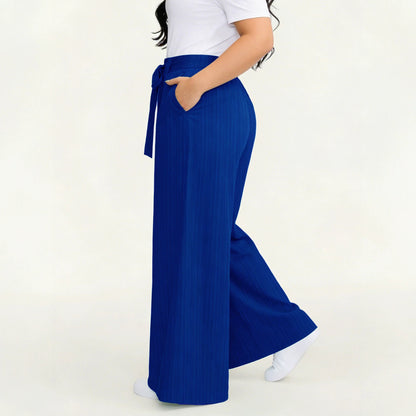 Pantalones casuales de pierna ancha que combinan con todo para mujer de talla grande, otoño