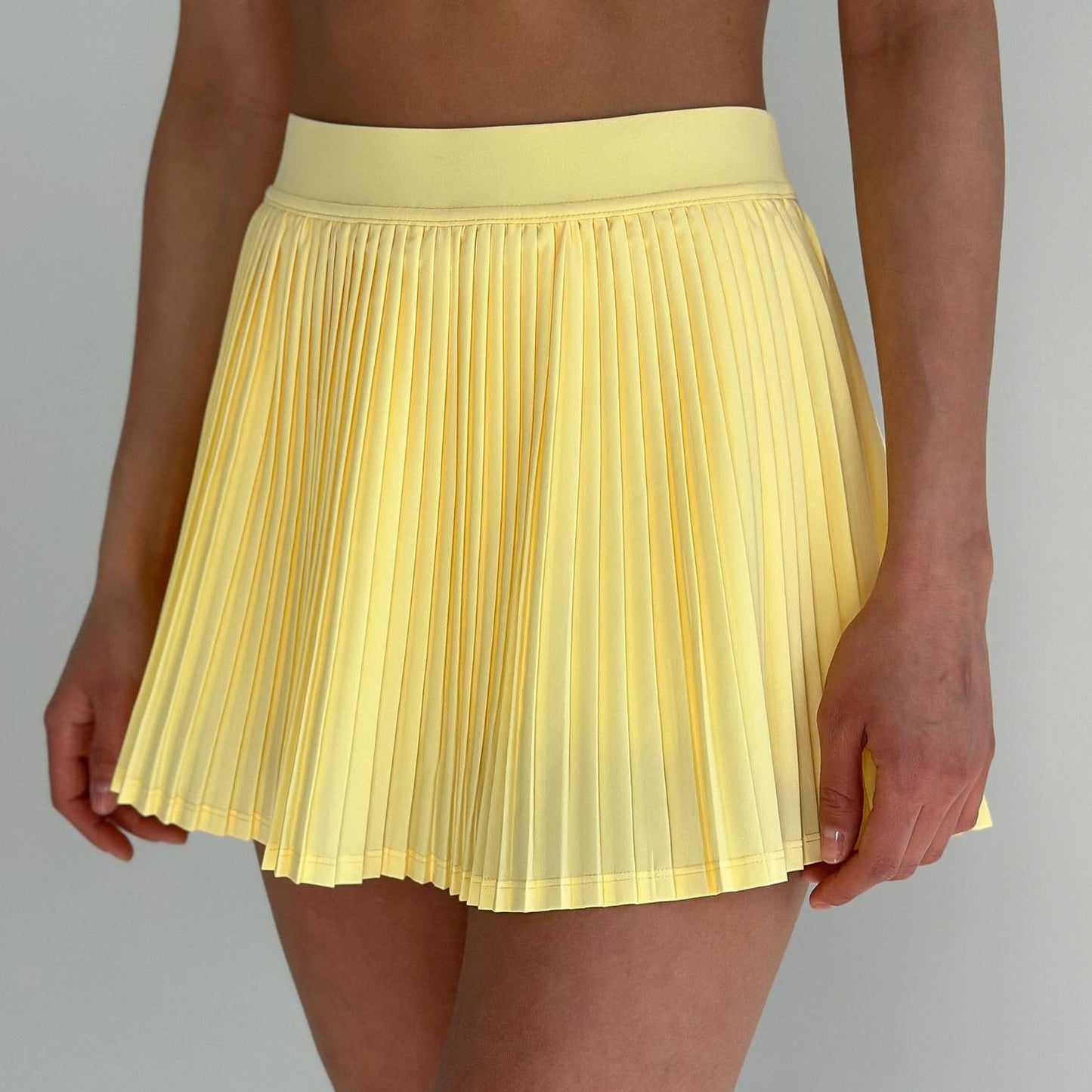 High Waist Slimming Yoga Skirts Lining Exposure Proof Belt Pockets Tennis Skirt Casual Outdoor Pleated Skirt