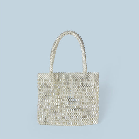 Hand Woven Beaded Bag Vintage Metal Shiny Bag Sequ Pearl Bag Shopping Bag Shoulder Clutch