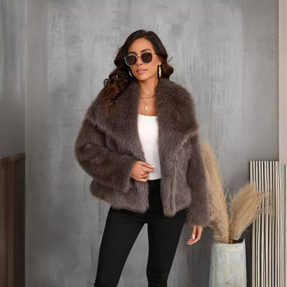 Fur Large Collared Artificial Fur Coat Short Fox Fur Fur Coat Fluffy Plush Women Clothing - Wanita Store