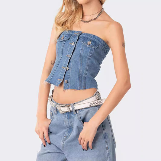 Supply Sexy Slim Waist Denim Vest Women