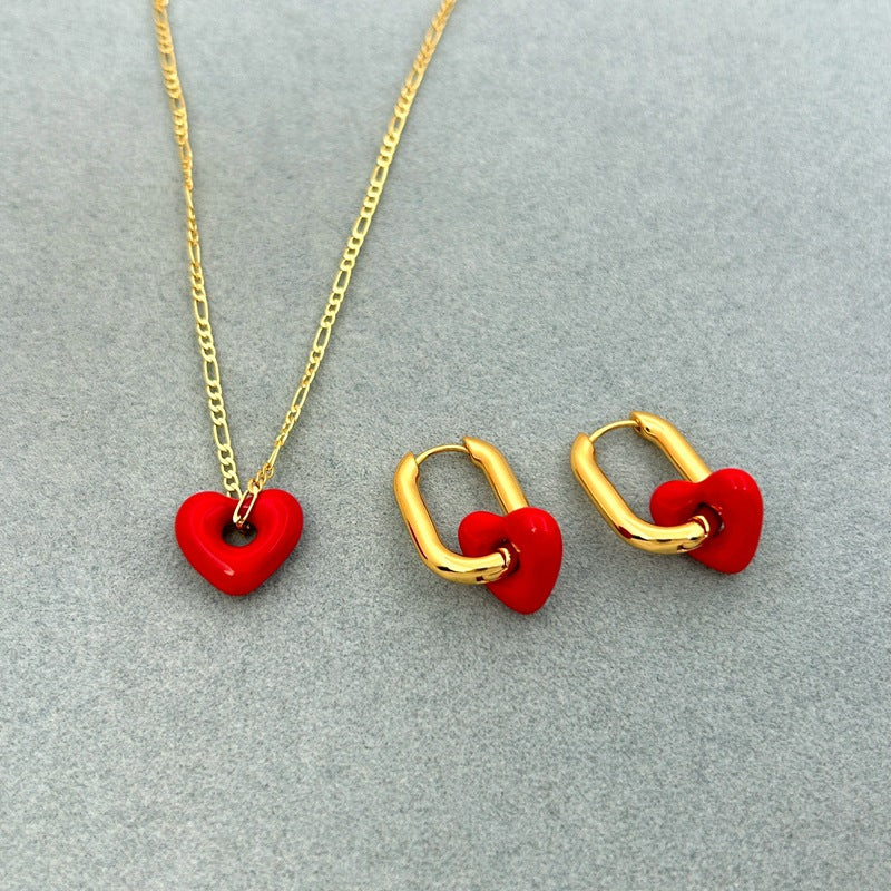 Summer Simple High Grade Love Shape Necklace Ear Clip Women - Wanita Store