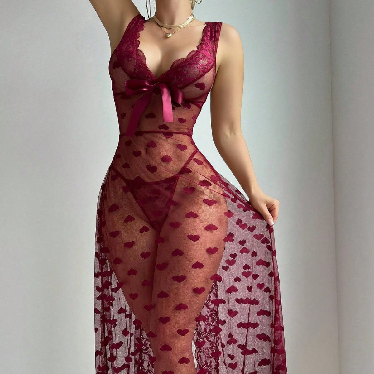 Mesh Dress See through Sexy Suspenders Maxi Dress Sexy Lingerie