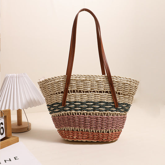 Three-Color Basket Green Pink Orange