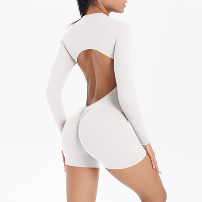 Long Sleeve Shorts-White and Gray