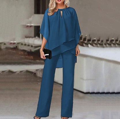 Women Clothing Solid Color Loose Casual Irregular Asymmetric Suit - Wanita Store