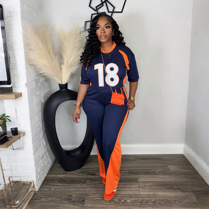 Women Half Sleeve Top with Slim Fit Trousers Casual Two Piece Set - Wanita Store