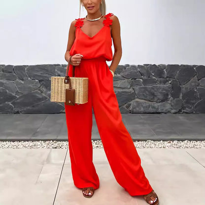 Spring Summer Suspender Sleeveless Pocket Jumpsuit Casual Loose Women Wear Jumpsuit - Wanita Store