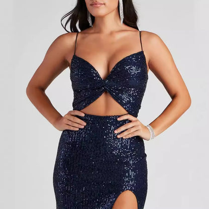 Women Cocktail Nightclub Club Beaded Elegant Sequ Dress - Wanita Store