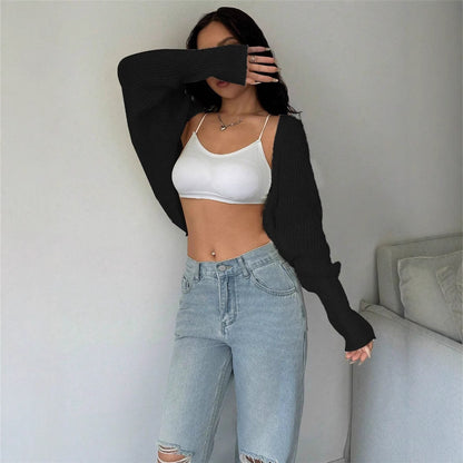 Loose All Match Knitted Cardigan Short Sweater Inverness - Wanita Store