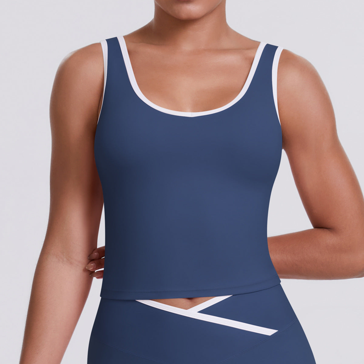 Tight Nude Feel Contrast Color Sports Back Shaping Women Backless Yoga Vest Tennis Workout Clothes Outer Wear Sports Top