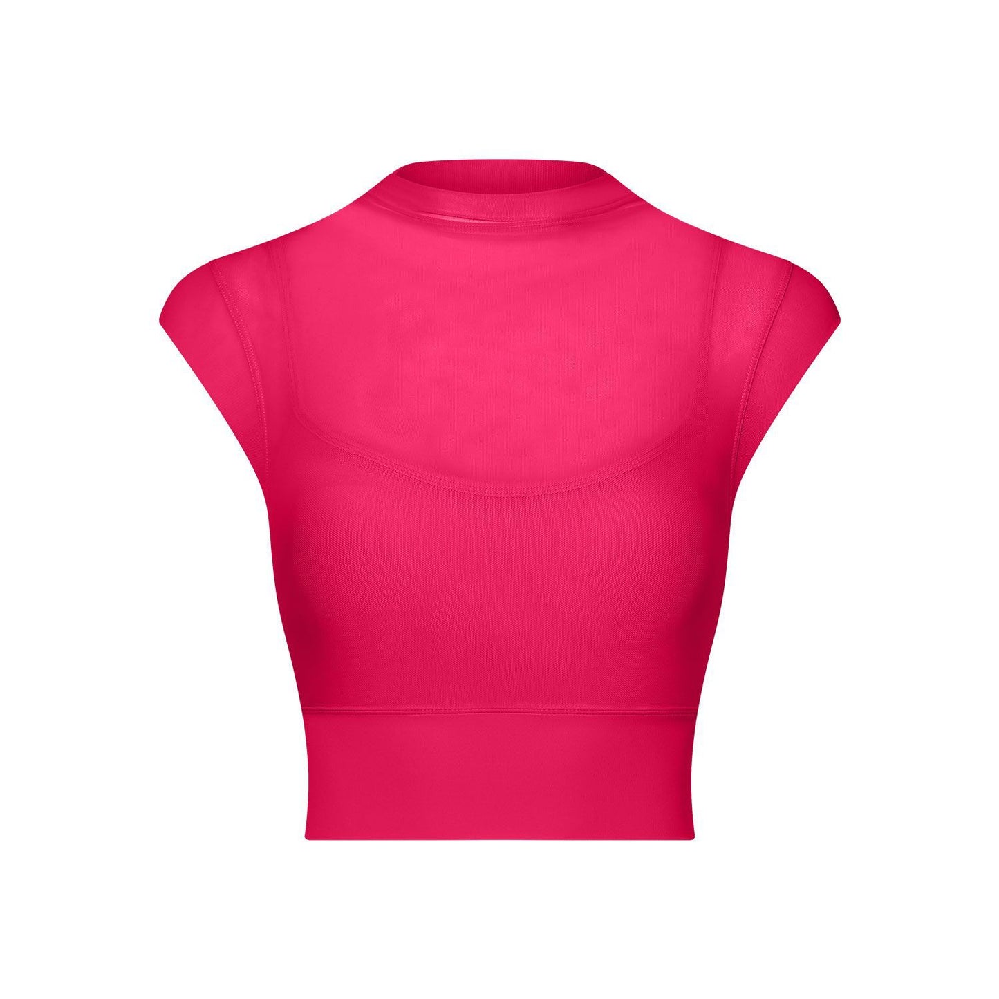 Sexy Mesh Yoga Clothes Flounced Sleeve Running Quick Drying Sports Bra with Chest Pad One Piece Cup Workout Clothes Top