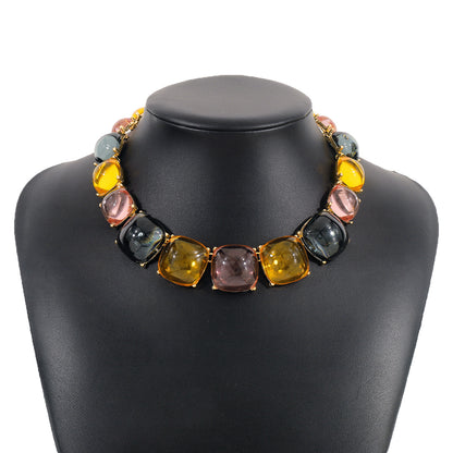 Green Yellow Purple Necklace