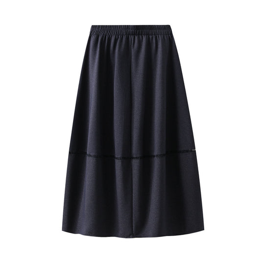 Stitching Soft Denim Skirt Women Autumn High Waist Slimming A line Skirt Mid-Length Umbrella Skirt