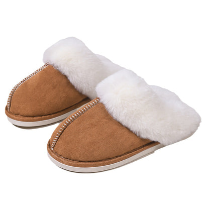 Fluffy Slippers Autumn Winter Warm Slugged Bottom Home Thickened Fleece Slippers Home Indoor Cotton Slippers - Wanita Store