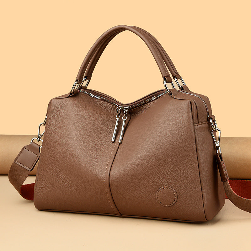 Genuine Leather Bag Women Simple Handbag High Grade Large Capacity Pillow Bag Soft Leather Office Tote