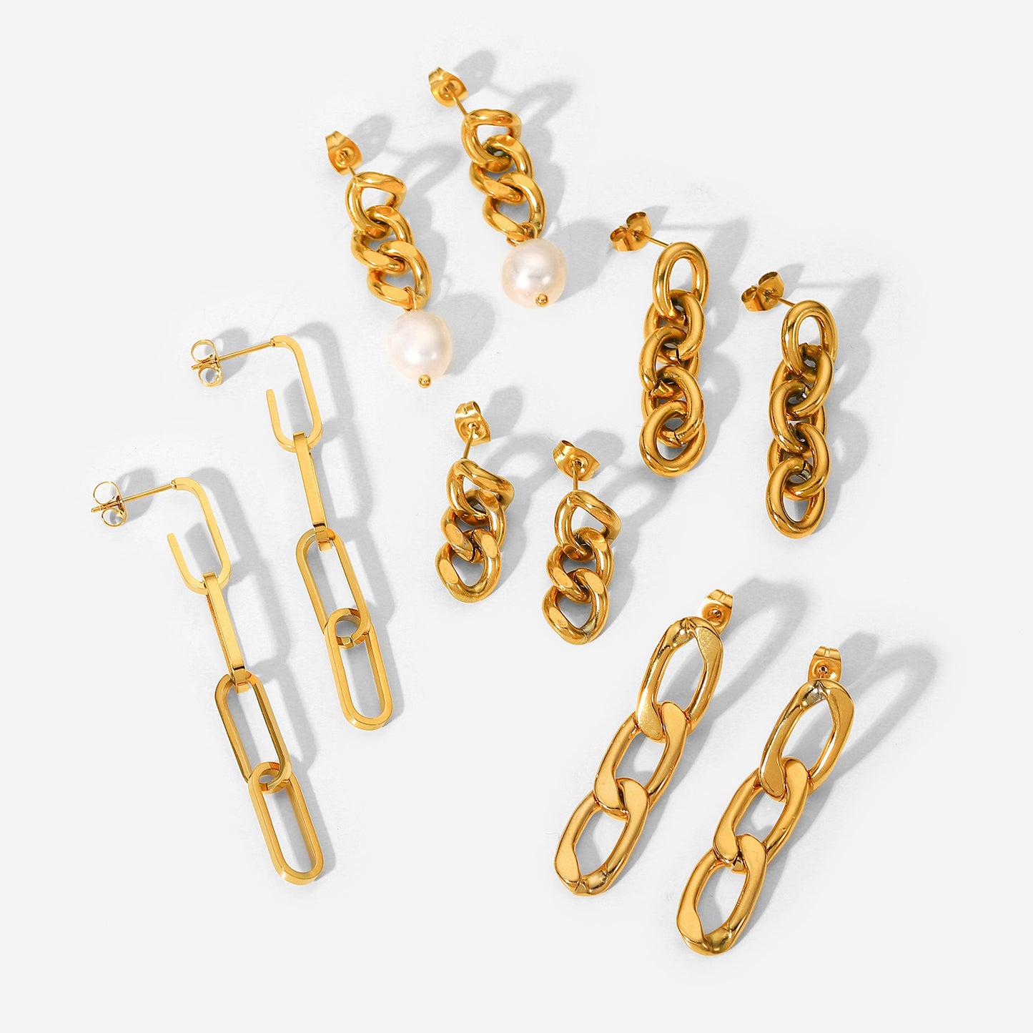 Celebrities Titanium Steel Earrings Long Cuban Chain Earrings Jewelry 18K Gold Stainless Steel Women Earrings Accessories - Wanita Store