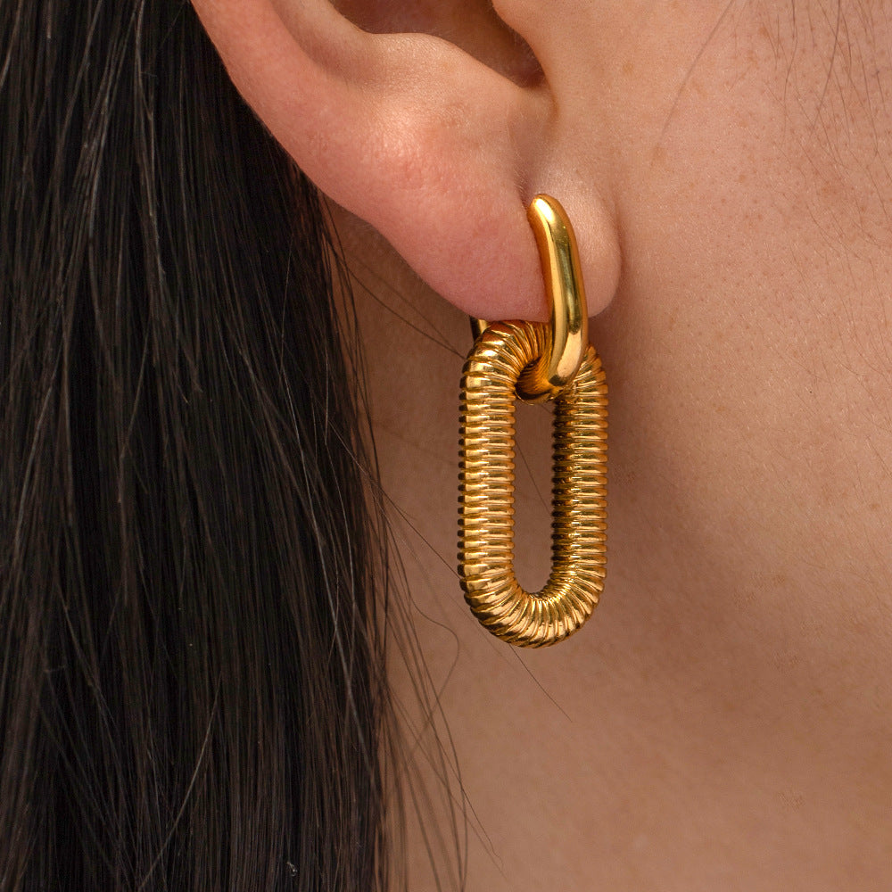 Exaggerated 18K Gold Plated Stainless Steel Chain Earrings Jewelry Advanced Trendy Stylish Earrings Accessories - Wanita Store