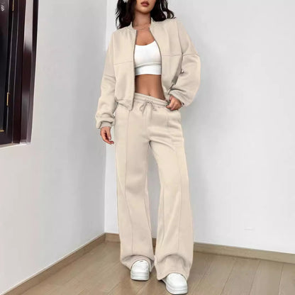 Spring Autumn Two Piece Set Trendy Cardigan Zipper Slim Fit Elastic for Women - Wanita Store