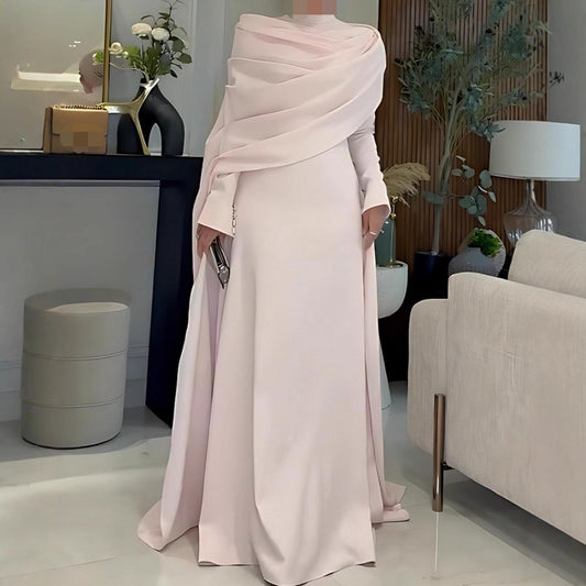 Autumn Women Clothing Sexy Pleated Mini Trailing Evening Gown