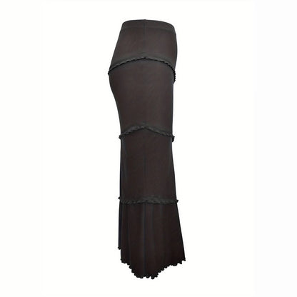 Skirt Black Autumn Winter Women Clothing Solid Color Multi Layer Stitching Wooden Ear Knitted Fishtail Skirt Step by Step Lotus - Wanita Store