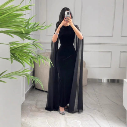 Autumn Winter Women Clothing Middle East Velvet Sheath Sleeve Dress - Wanita Store