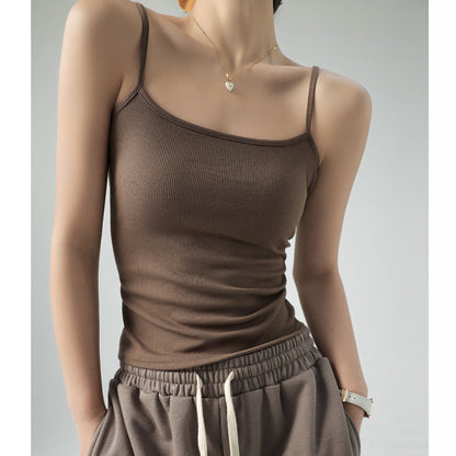 Best Seller on Douyin Base Tank Top Small Slip Top Women Suit Inner Cover Supernumerary Breast Thread Spring, Autumn Summer Can Be Outerwear Top - Wanita Store