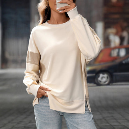 Women round Neck Multicolor round Neck All Matching Casual Loose Sweatshirt - Wanita Store