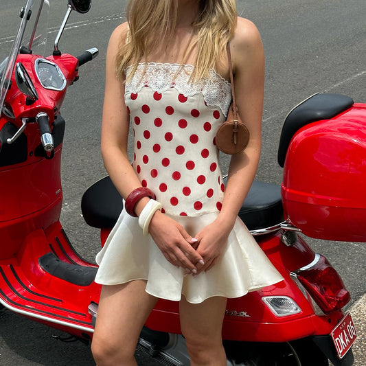 Pure Sexy Lace Polka Dot Brace Dress Tube Top off Neck Sexy Backless Women