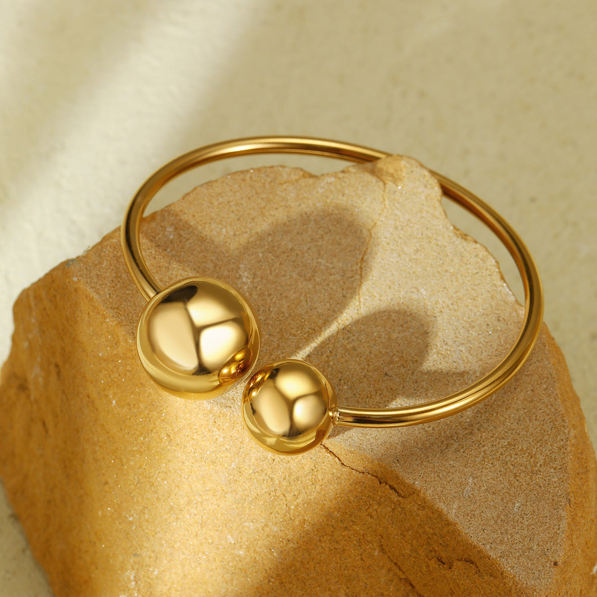 Irregular Asymmetric round Water Drop Titanium Steel Bracelet All Match Stainless Steel Bracelet Ring Set - Wanita Store